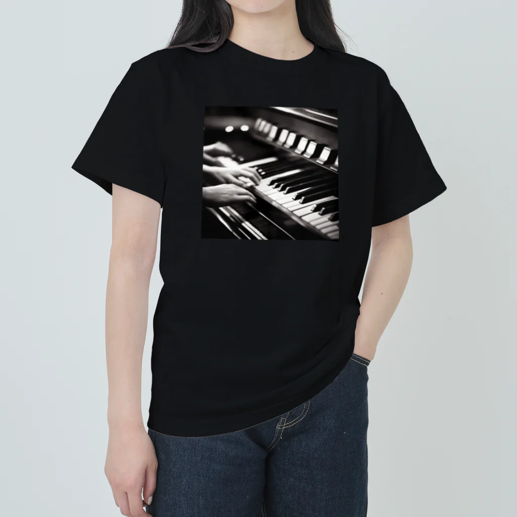 ほっこり絵音舎のビンテージ風ピアノの魔術師 Heavyweight T-Shirt