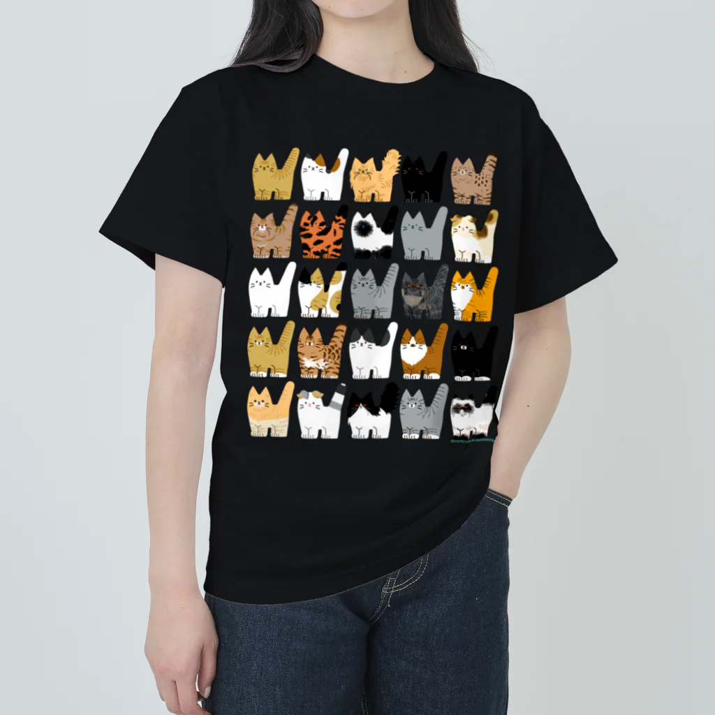 赤石工房(くまごろう屋)の猫まみれ/KOTETSU Cats ヘビーウェイトTシャツ