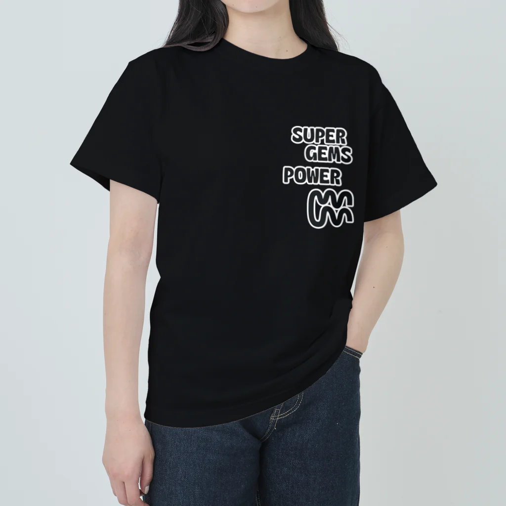 Parallel Imaginary Gift ShopのSUPER GEMS POWER（BLACK） Heavyweight T-Shirt