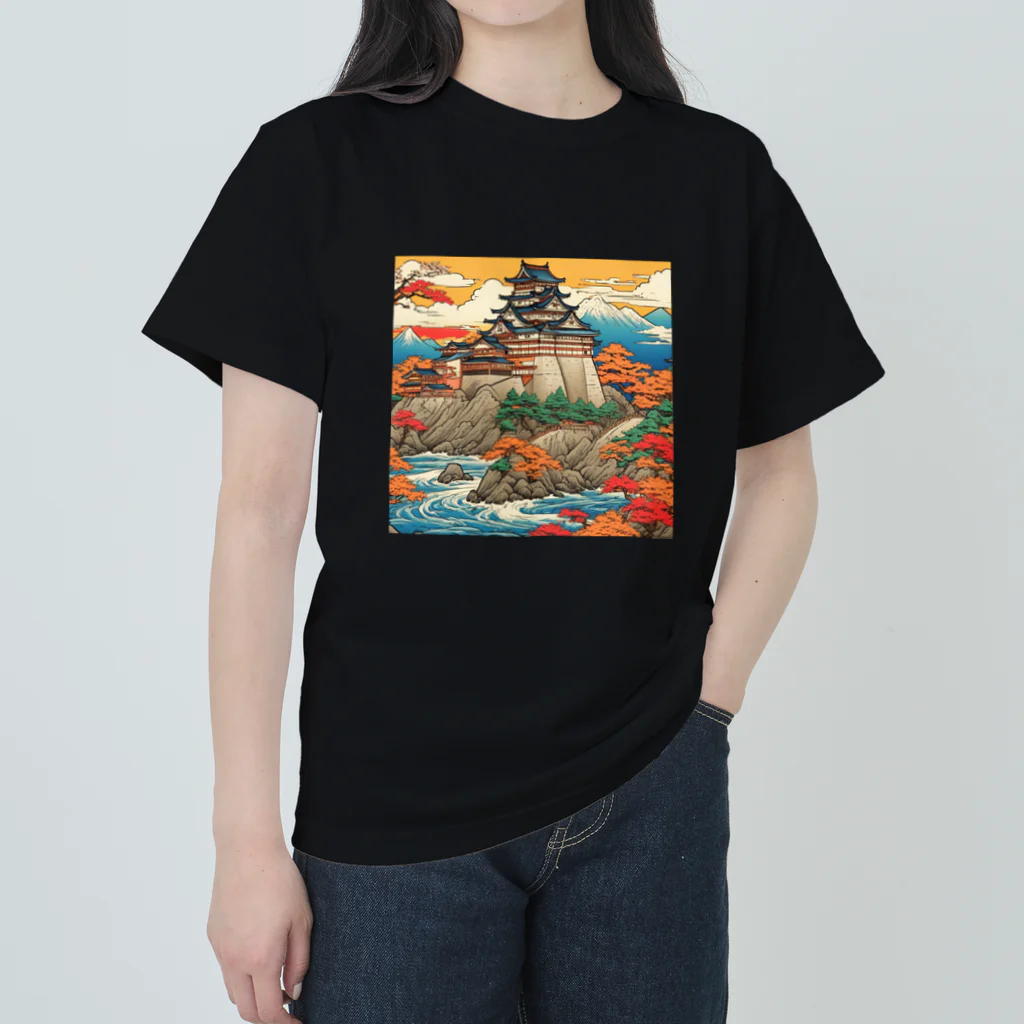 日本の風景 COOL JAPANの日本の風景、お城　Japanese castle ヘビーウェイトTシャツ