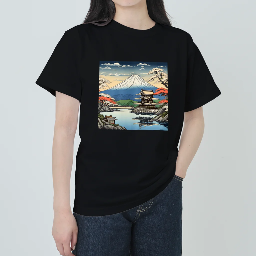 日本の風景 COOL JAPANの日本の風景、サムライの城　SAMURAI lived Japanese castle Heavyweight T-Shirt