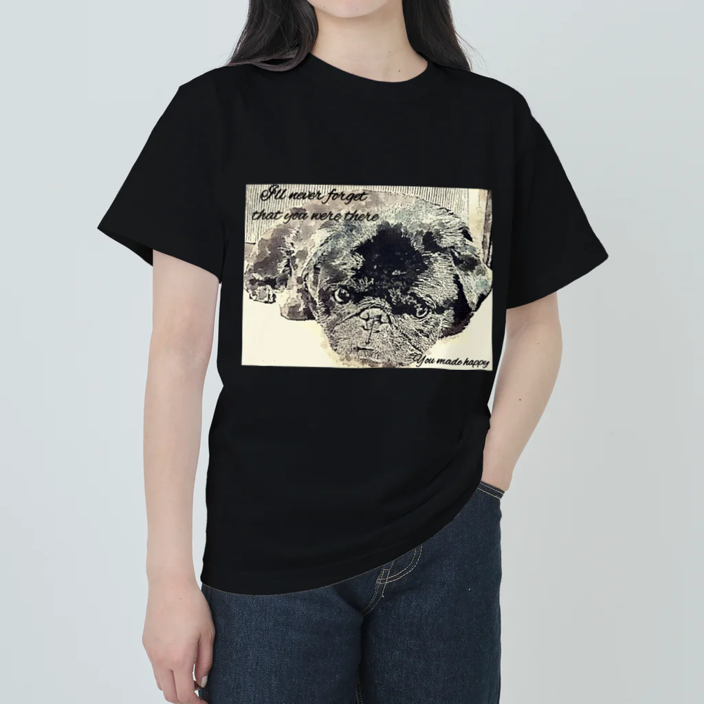 KenHana ハウスの黒パグケンちゃん Heavyweight T-Shirt