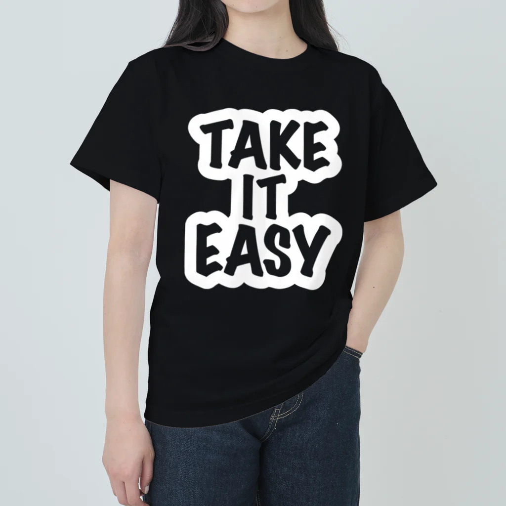 QUQU_WORKSのテイクイットイージー Take It Easy ホワイト ヘビーウェイトTシャツ