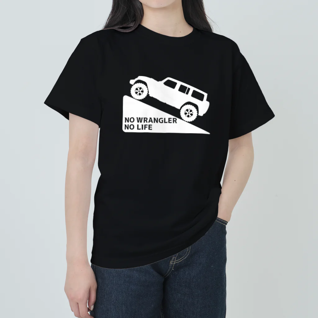 QUQU_WORKSのノーラングラーノーライフ 登坂デザイン ジープ ホワイト Heavyweight T-Shirt