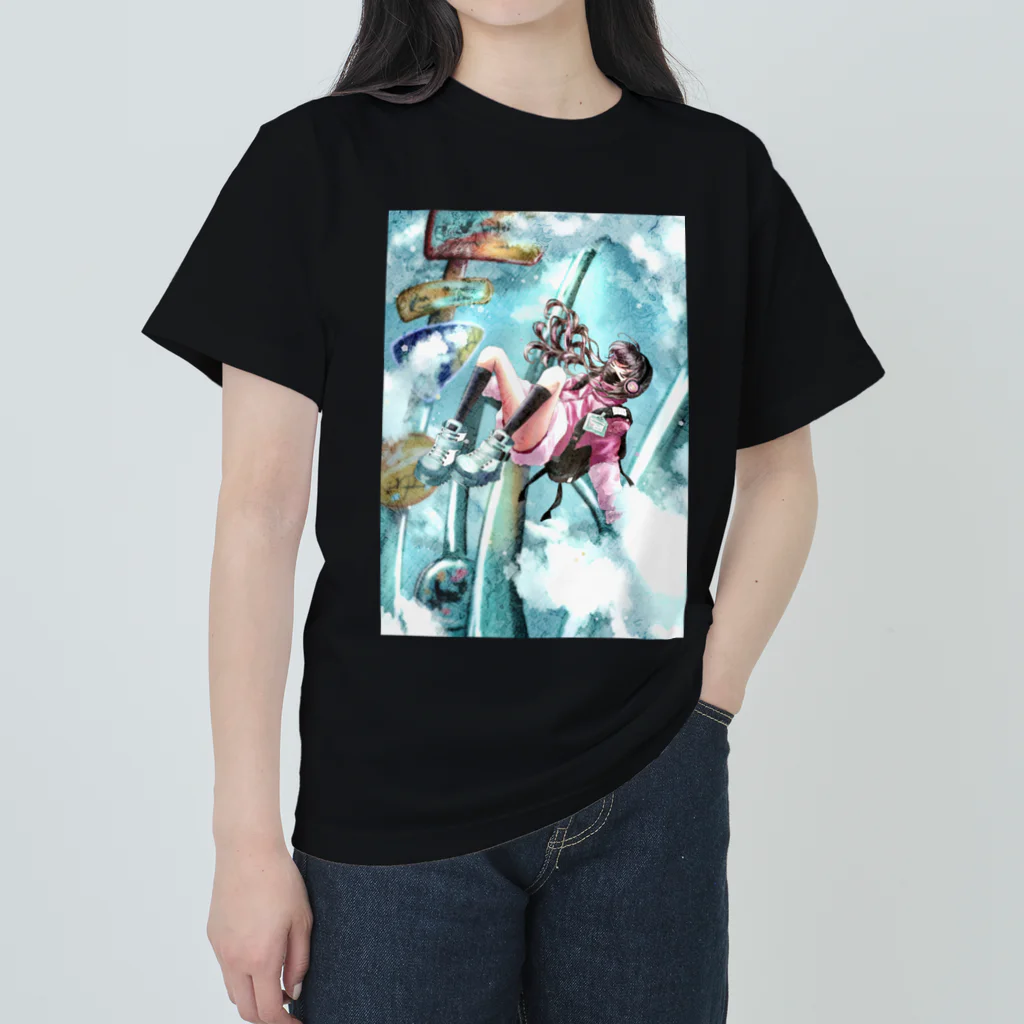 むぎちゃさぼてんの青に浮く Heavyweight T-Shirt