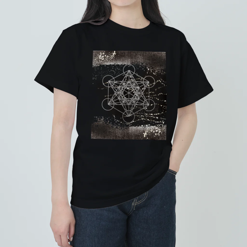 Metatron’s Cube Cosmosのメタトロンキューブ　モノクローム Heavyweight T-Shirt