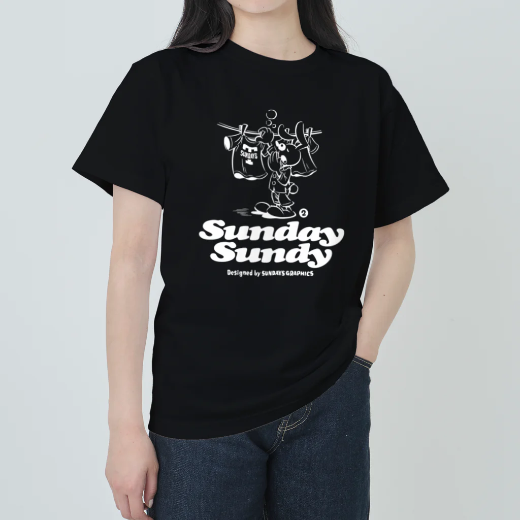 SUNDAYS GRAPHICSのSUNDAY SUNDY No.2 (白ロゴ) ヘビーウェイトTシャツ