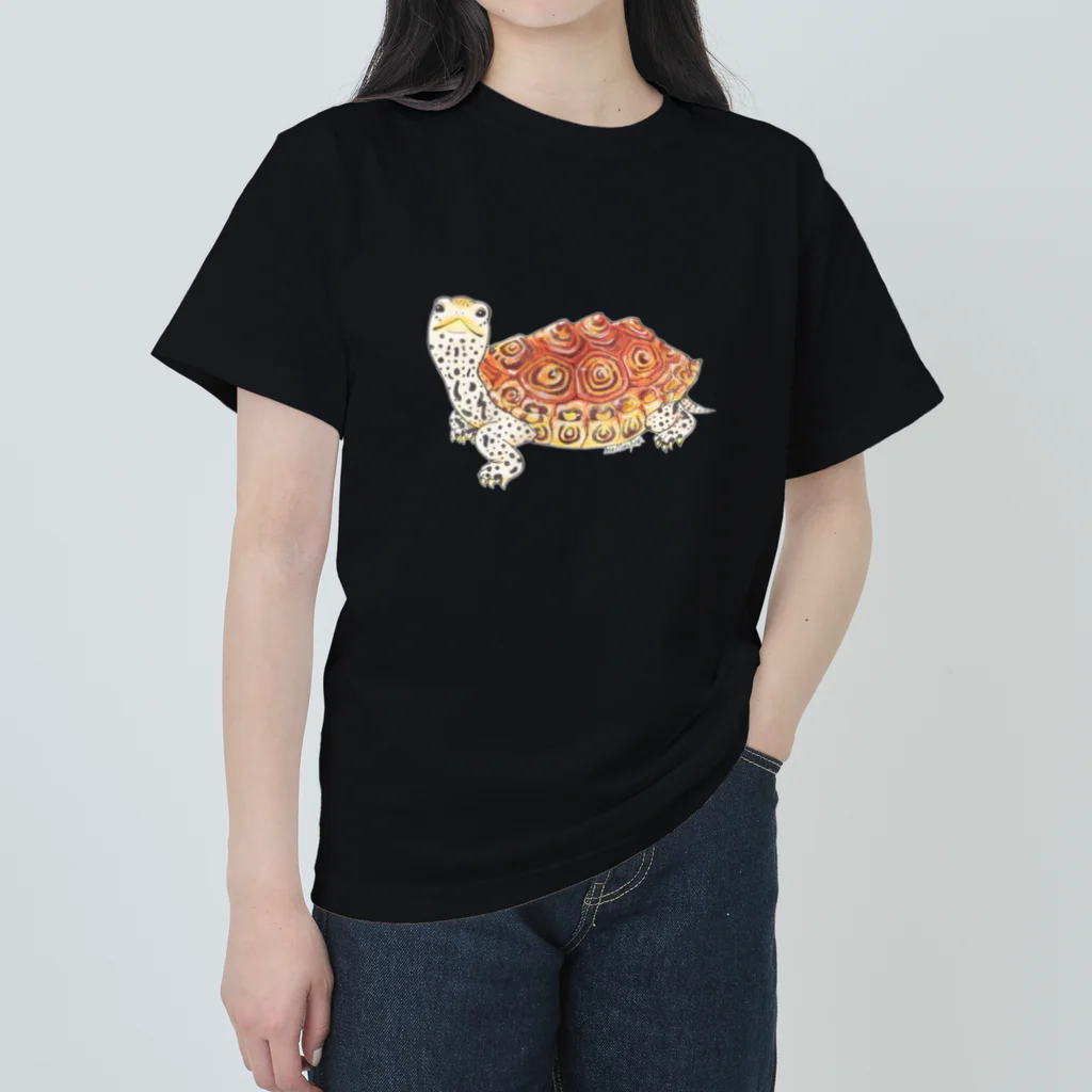 めろんぽっぷのお店だよのダイヤモンドバックテラピン（着色） ヘビーウェイトTシャツ