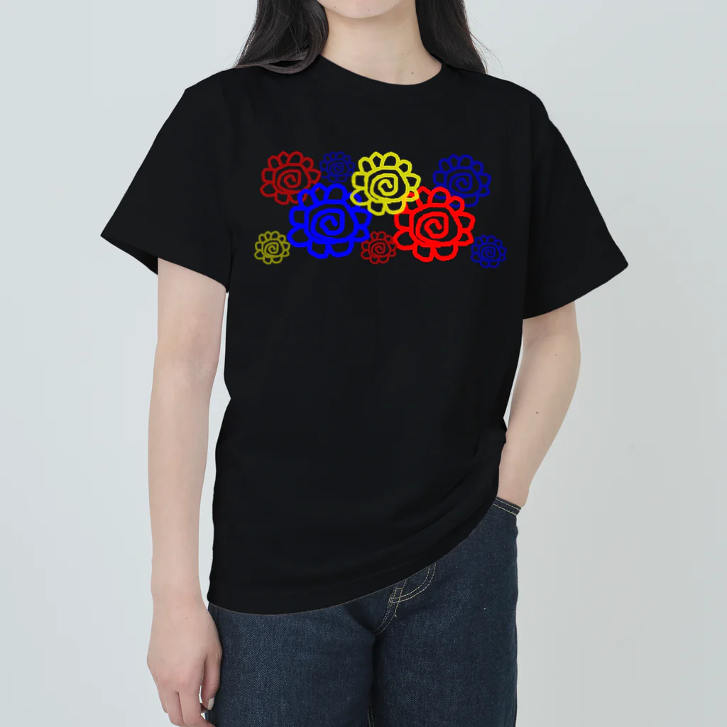 🐸かえるさんと仲間たち🐸のHAPPY花丸 Heavyweight T-Shirt