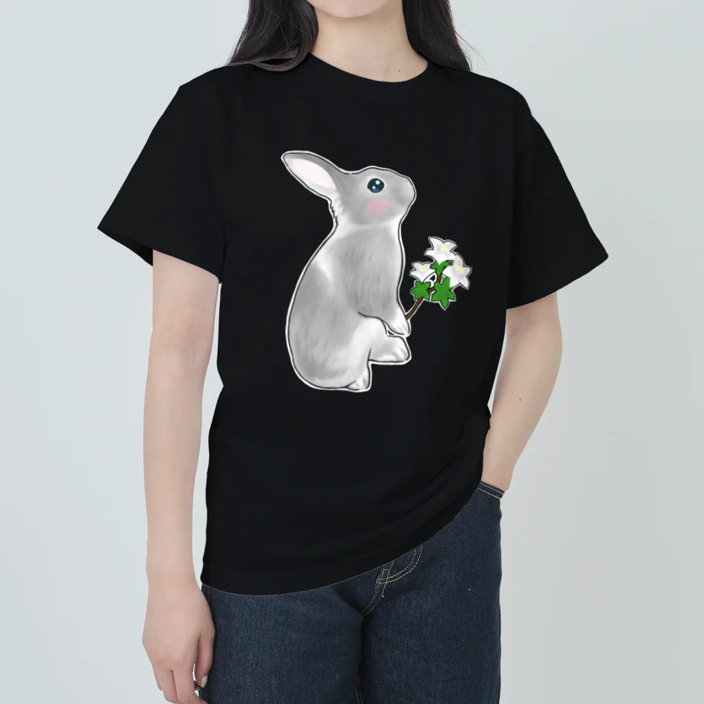 Mock’n Rollのうさぎのモックその3 純白の花を君に Heavyweight T-Shirt