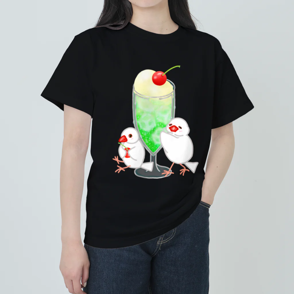 Lily bird（リリーバード）のメロンクリームソーダと文鳥ず Heavyweight T-Shirt