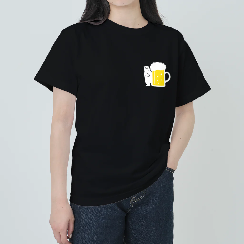 ワカボンドのシロクマさんとビールジョッキ ヘビーウェイトTシャツ