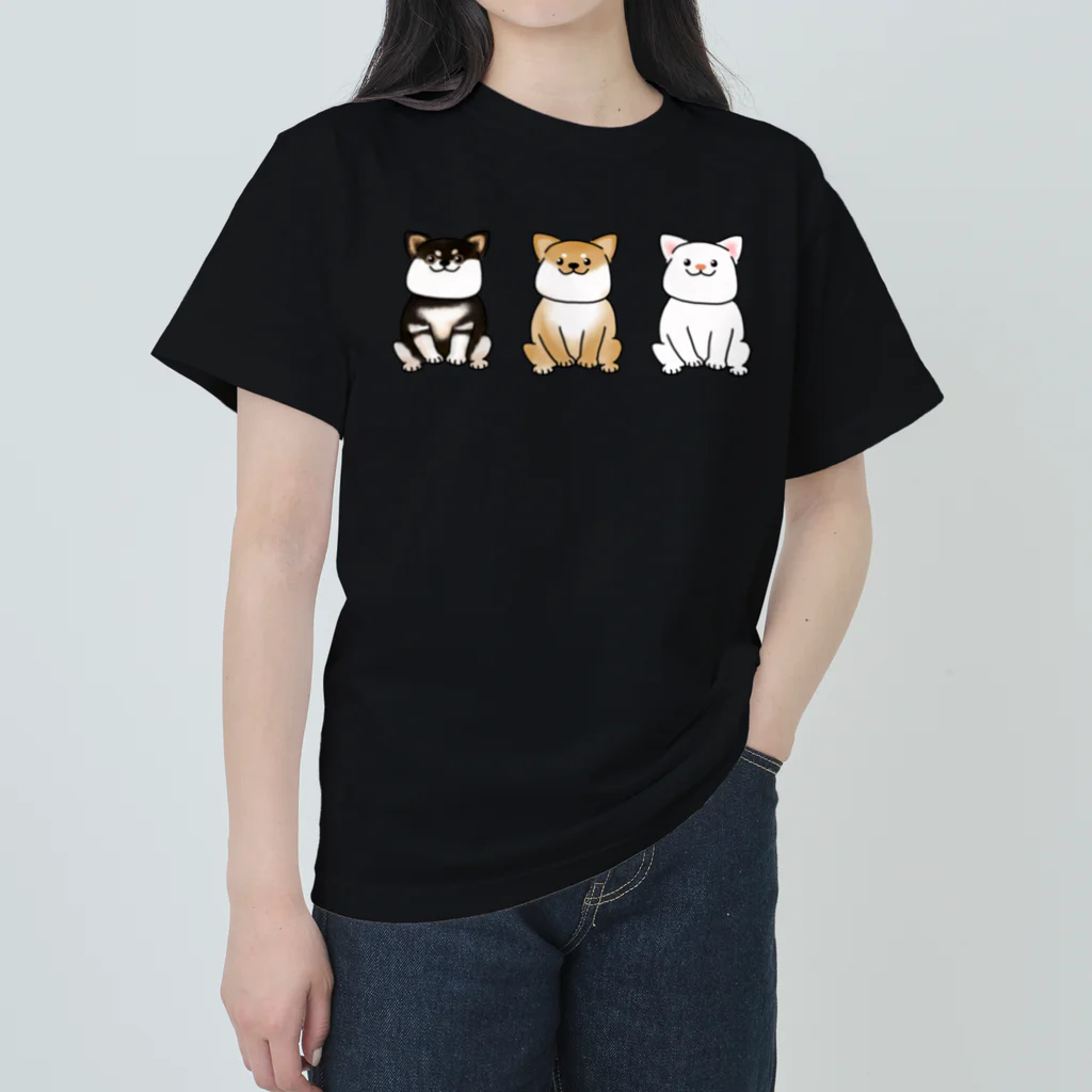 Lily bird（リリーバード）の黒、茶、白柴犬 Heavyweight T-Shirt