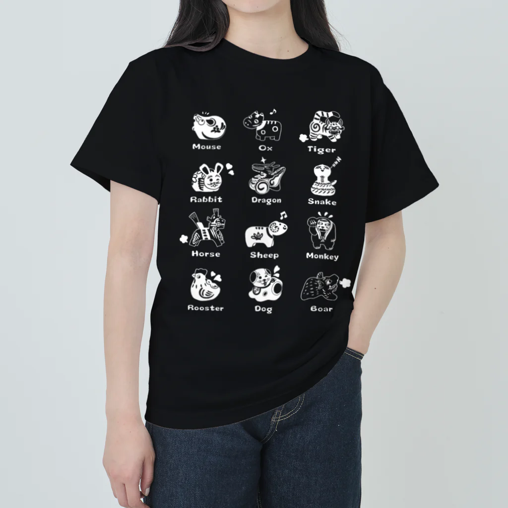 SU-KUのThe Zodiac of Fukushima(白抜き) ヘビーウェイトTシャツ