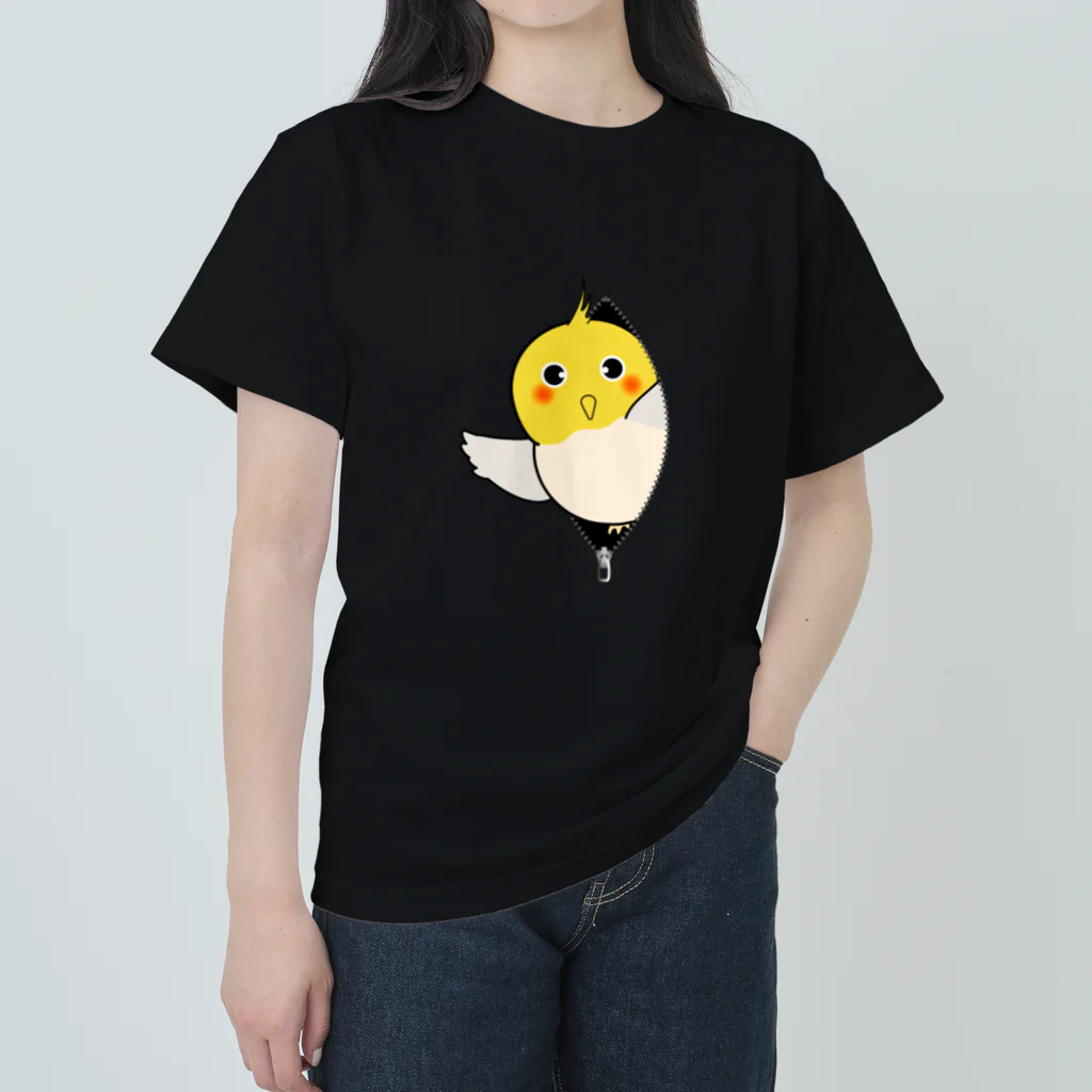 chicodeza by suzuriのオカメインコちゃんがこんにちわ ヘビーウェイトTシャツ