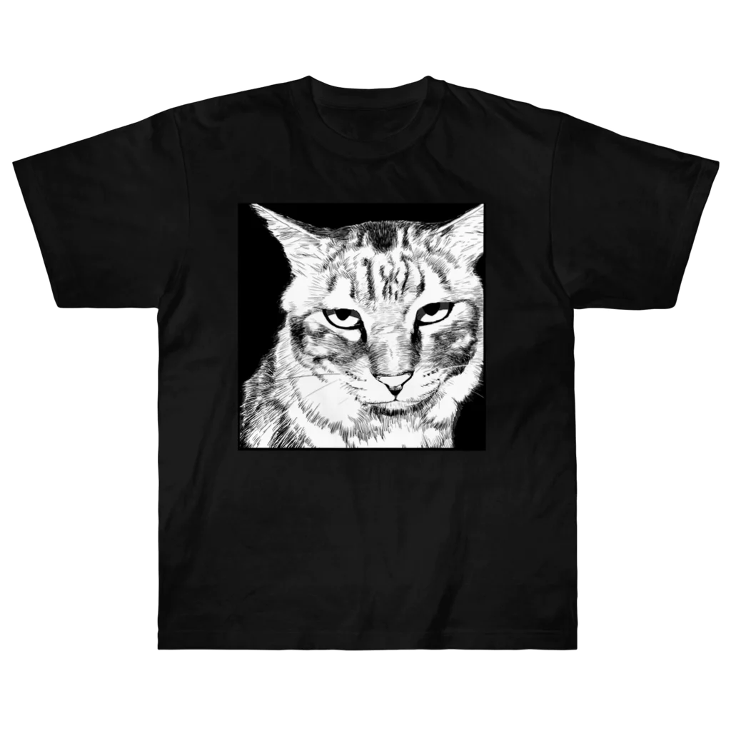 MATSUショップのじとっとした目で見つめる猫　不透明 Heavyweight T-Shirt