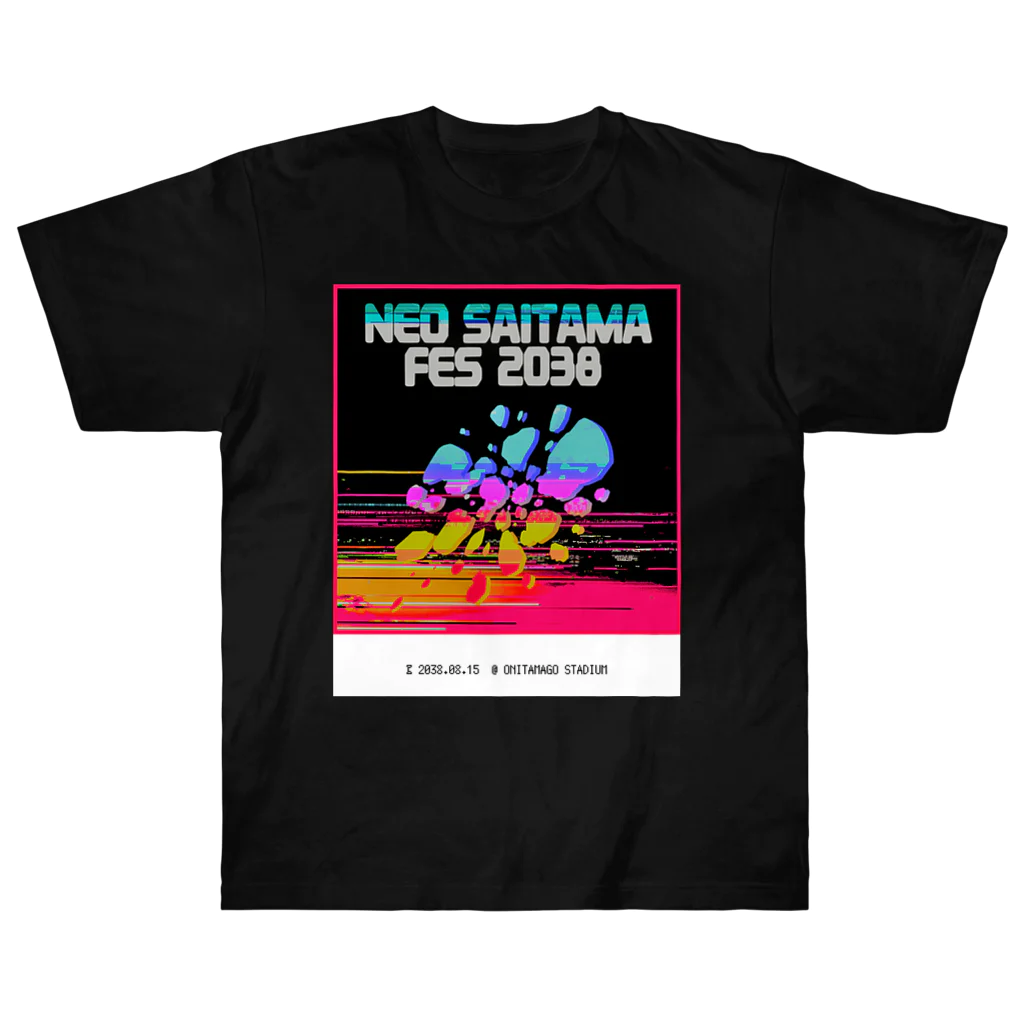 ニンジャスレイヤー公式/ダイハードテイルズの【両面な】NEO SAITAMA FES 2038 ヘビーウェイトTシャツ