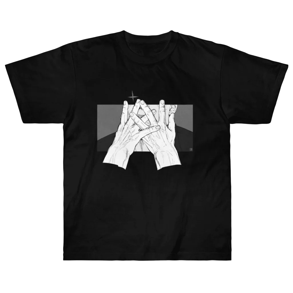 宇田川海胆界/u2sukeの手(モノクロ) Heavyweight T-Shirt