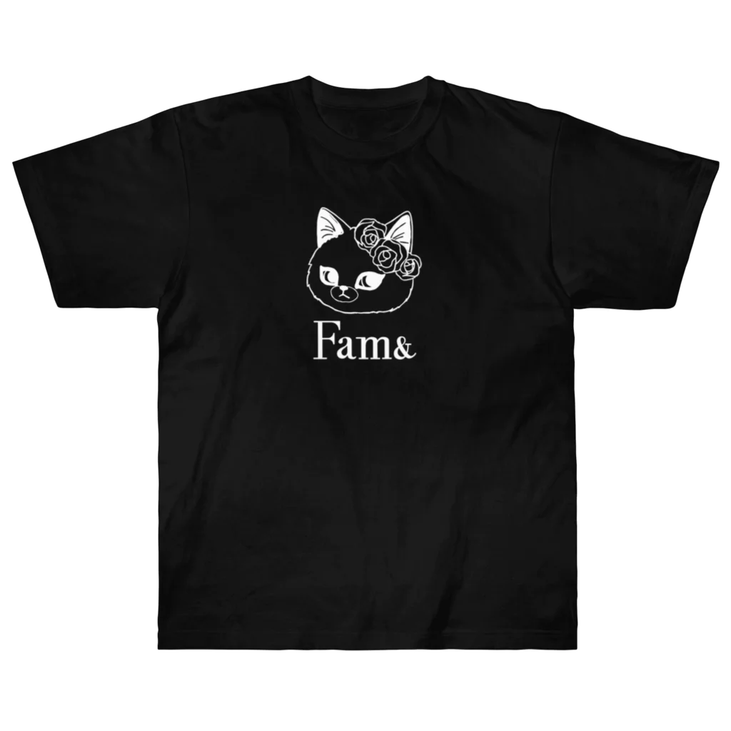 sachiko2004shopのFam& 花と猫 ヘビーウェイトTシャツ