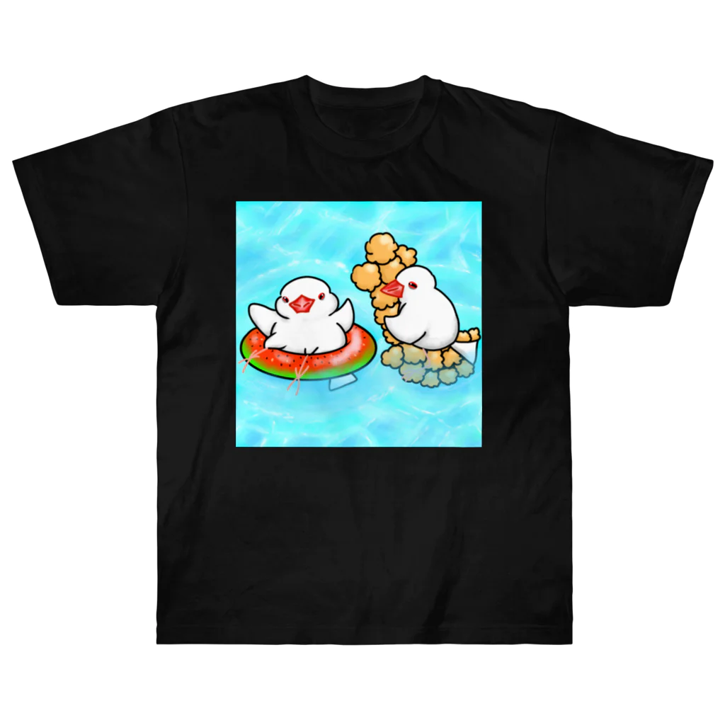 Lily bird（リリーバード）のぷかぷか水遊び文鳥ず ヘビーウェイトTシャツ