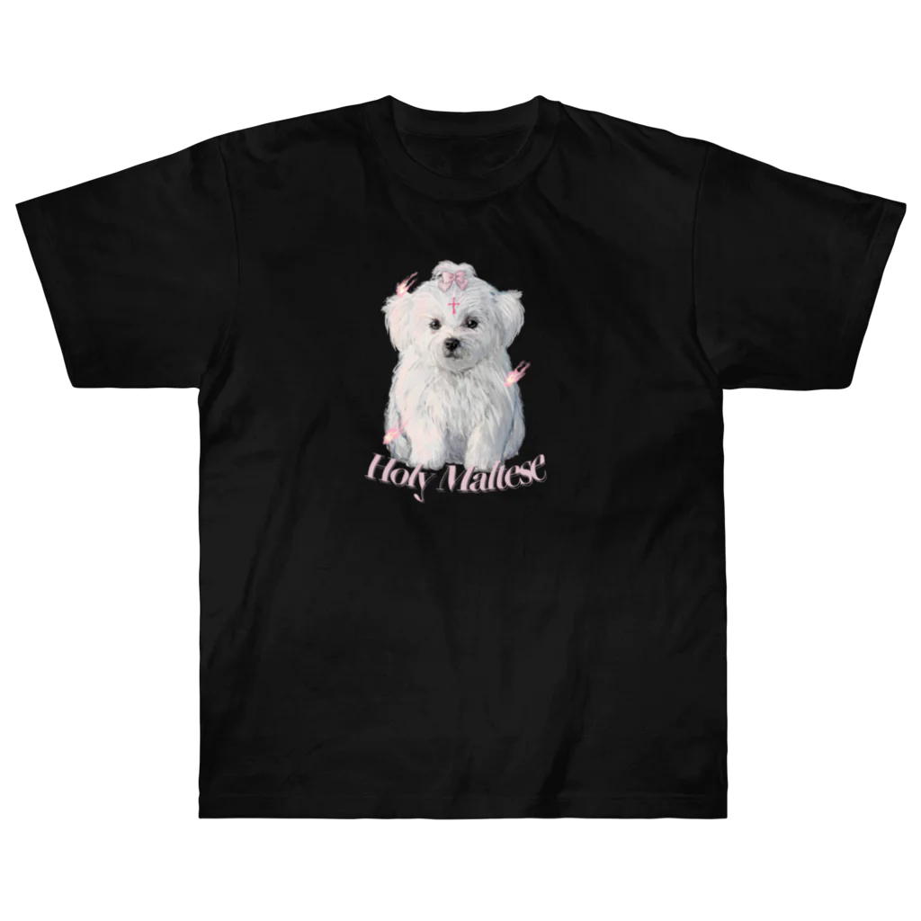 犬と両思いのHoly Maltese ヘビーウェイトTシャツ