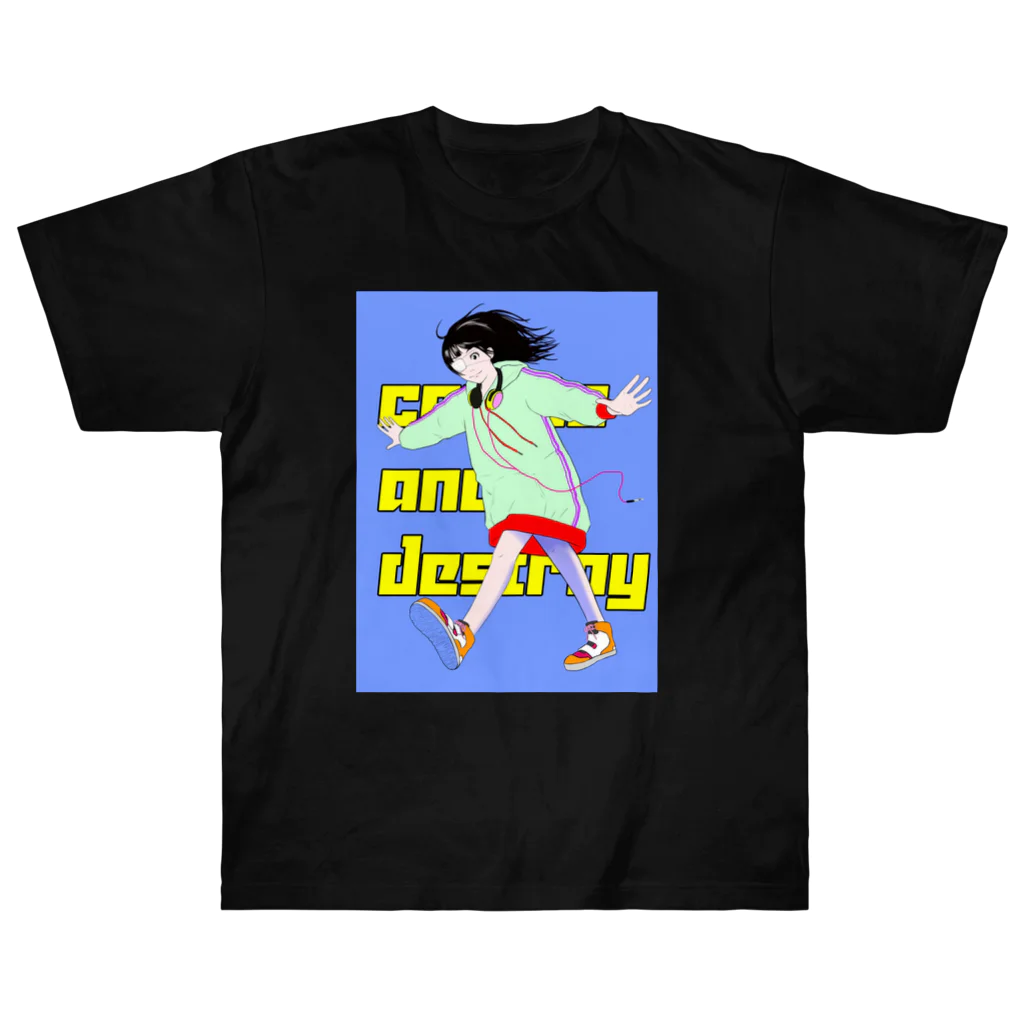 大きめの棚の鉄骨渡り少女 Heavyweight T-Shirt