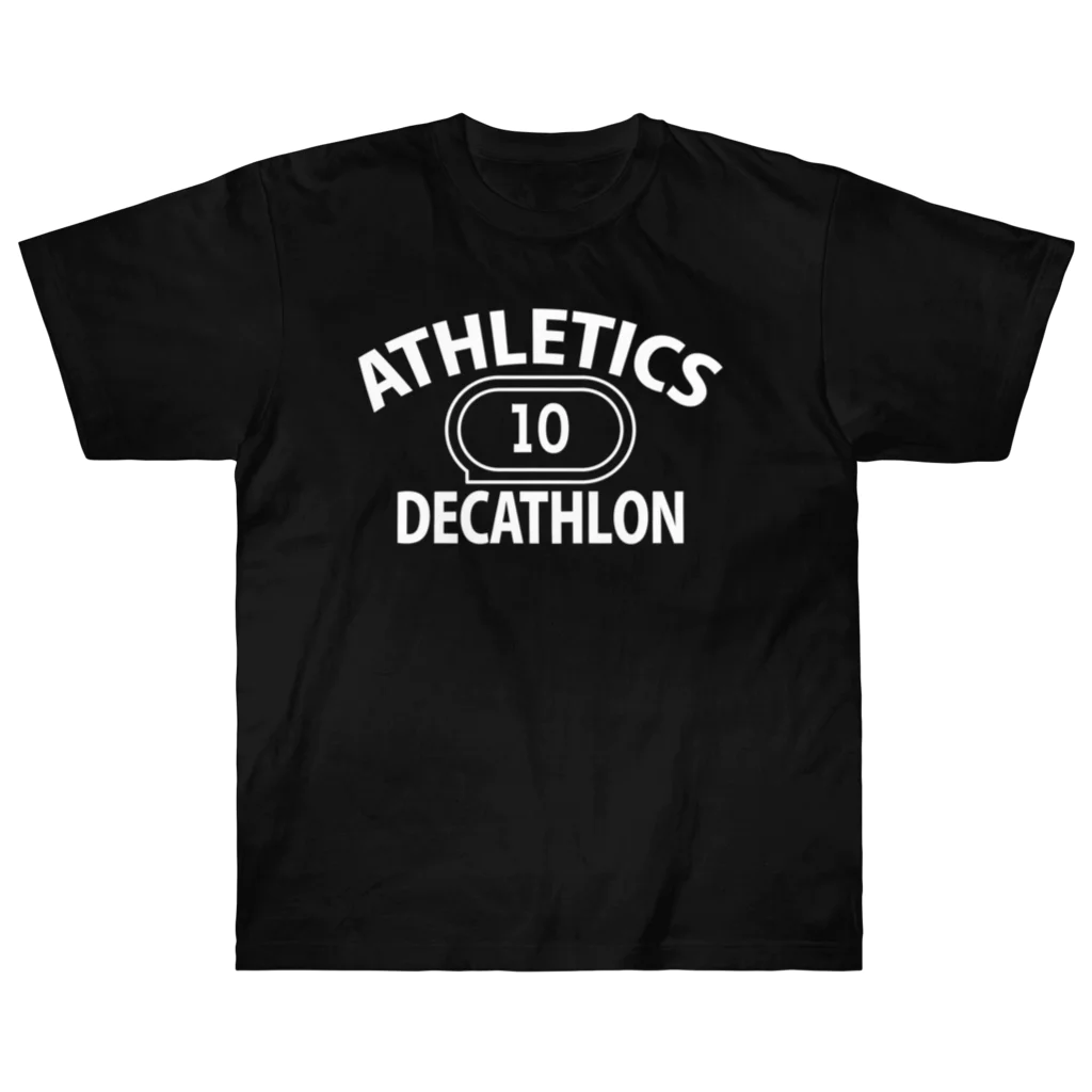 sports_tower スポーツタワーの十種競技・白・デカスロン・DECATHLON・陸上競技・じっしゅきょうぎ・2日間・10種・陸上男子・アスリート・選手・陸上部員・有力・確実・候補・有望・応援・日本・実力・メダル・タイム ヘビーウェイトTシャツ