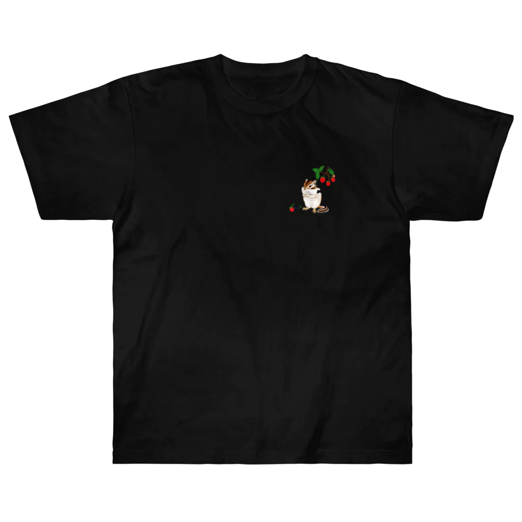 PERIDOTの木苺とシマリス（ワンポイント） ヘビーウェイトTシャツ