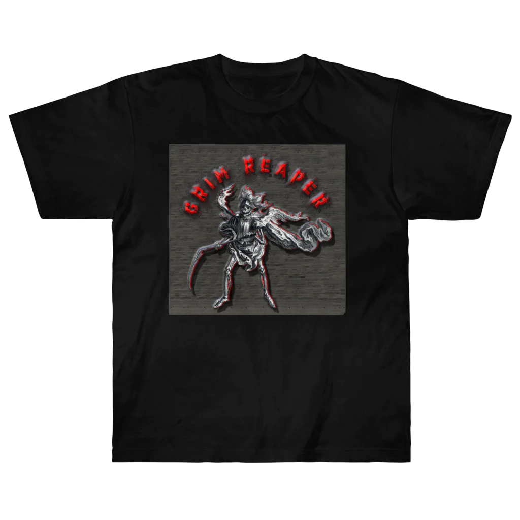 PALA's SHOP　cool、シュール、古風、和風、のGrim Reaperー鎧を着た死神 ヘビーウェイトTシャツ