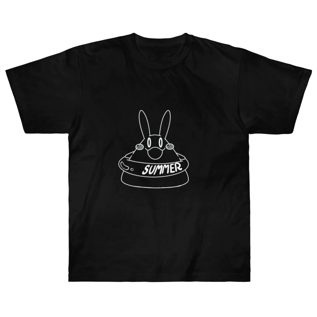 うさきッちょんの口の大きなウサギSummer（黒Tシャツ） ヘビーウェイトTシャツ