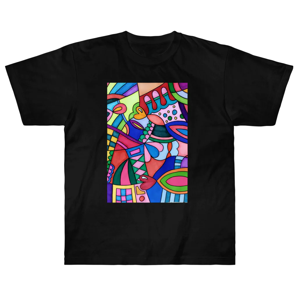 結華の障害者アート 手描きイラスト カラフル Heavyweight T-Shirt