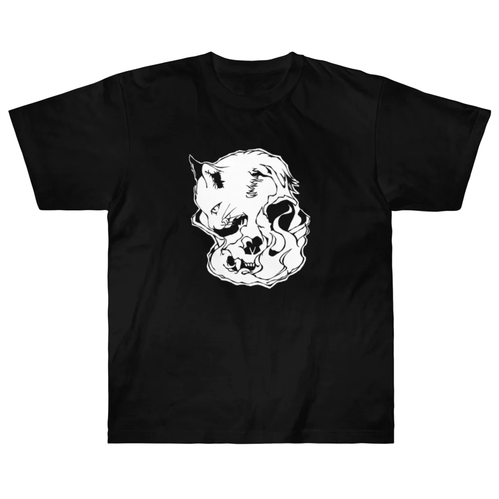 grau und mattのCats And Skulls White ヘビーウェイトTシャツ