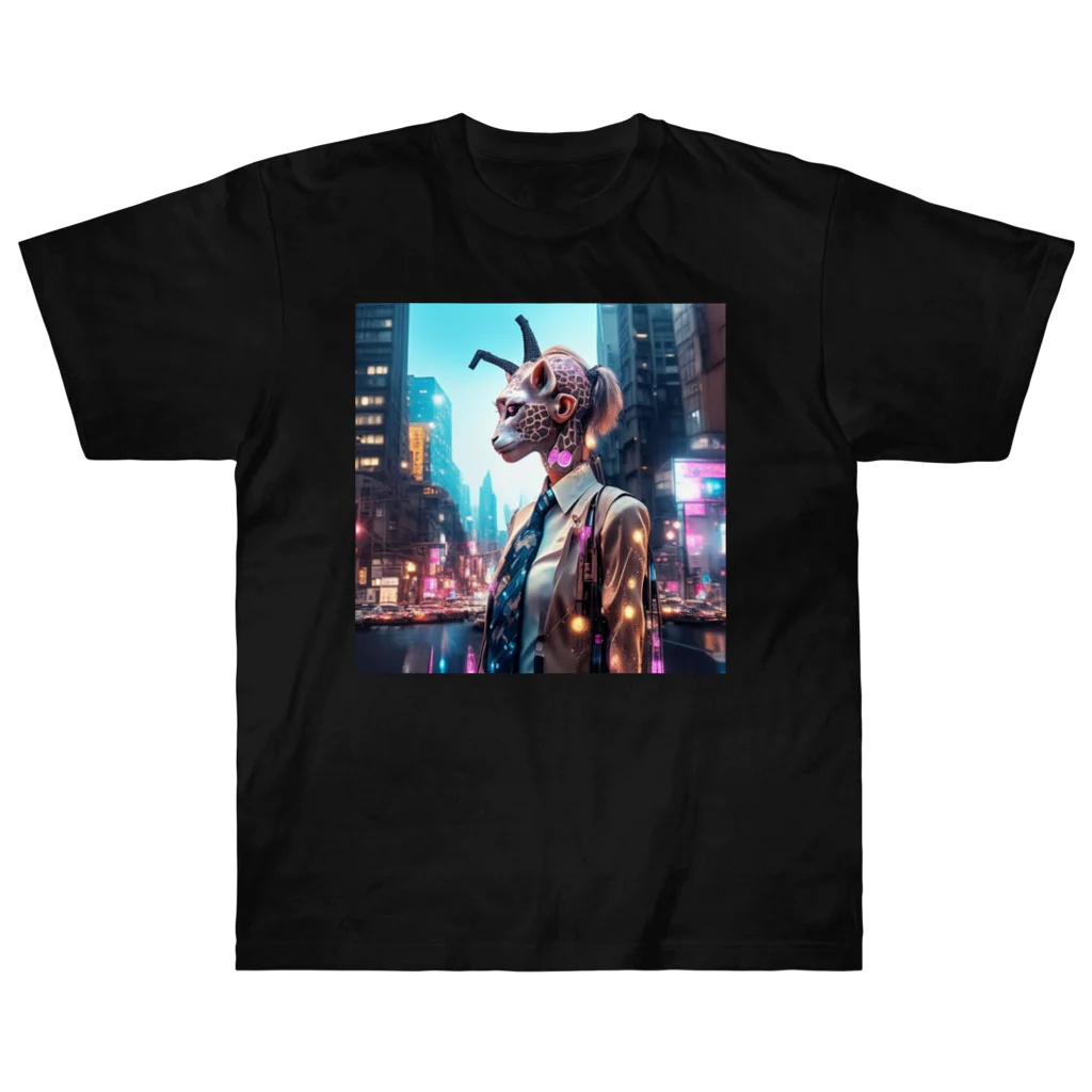 𝔔𝔘𝔒ℜℑ𝔄のCyberpunk giraffe ヘビーウェイトTシャツ