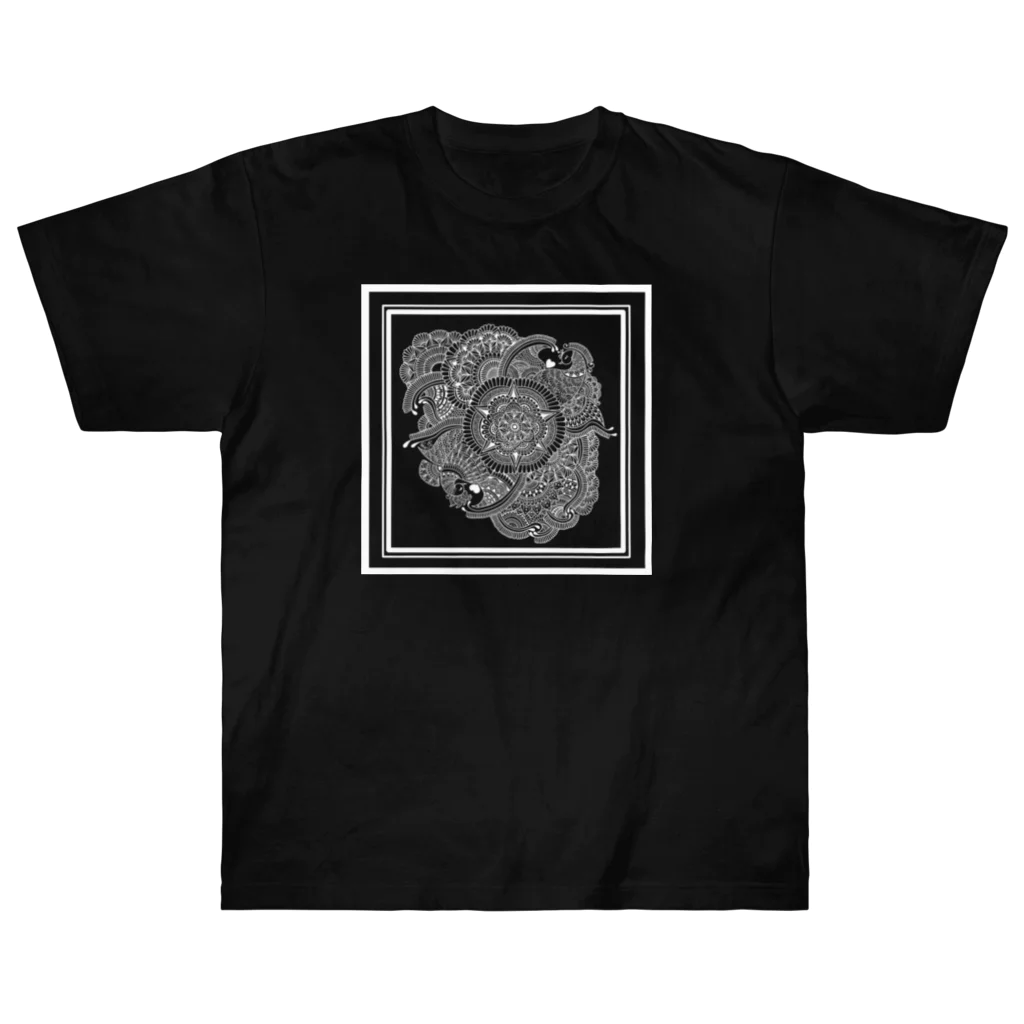 HENNAshopの『貴方に幸あれピーコック（白）』 ヘビーウェイトTシャツ