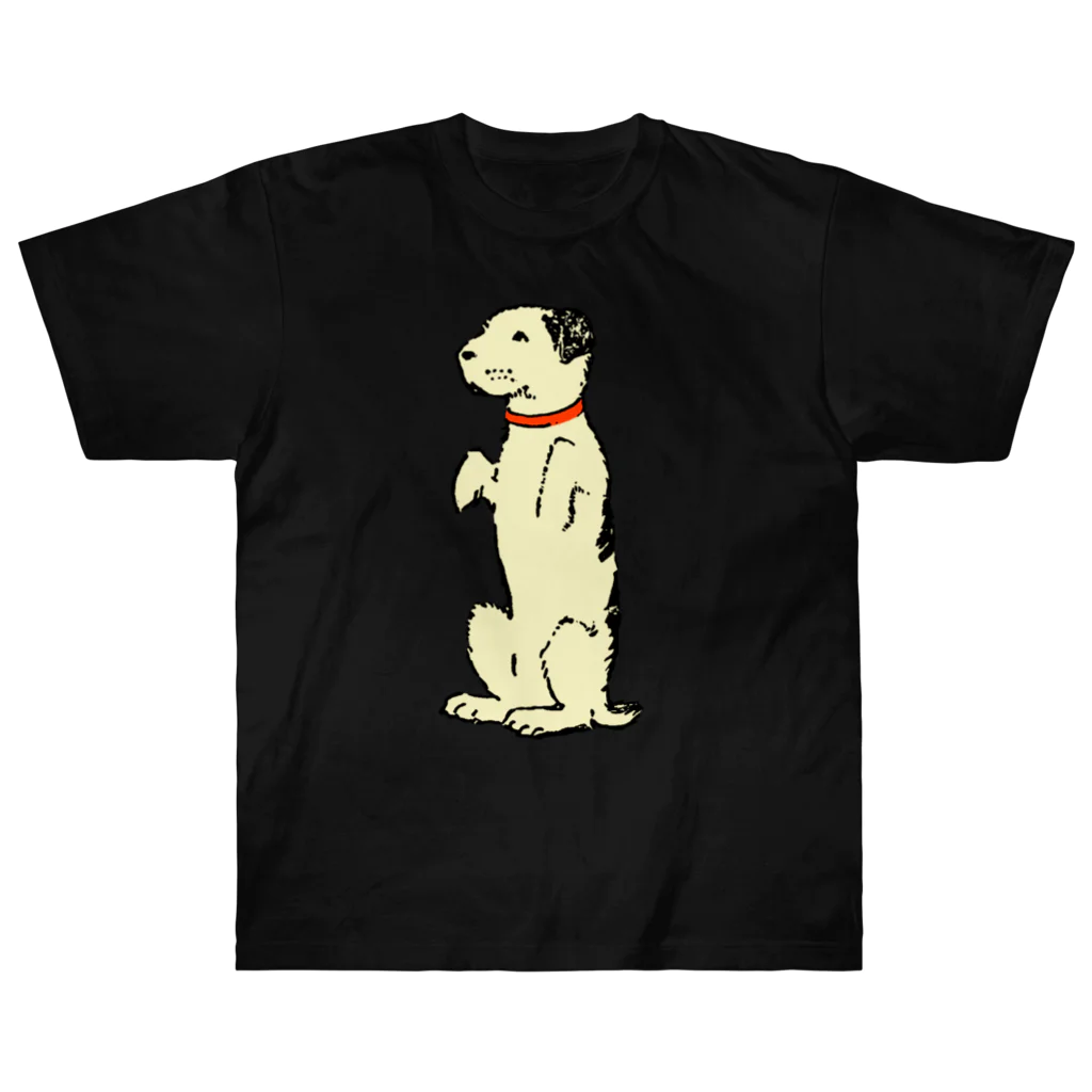 Saza-nami Antique designのたちあがる犬・クリーム色 Heavyweight T-Shirt