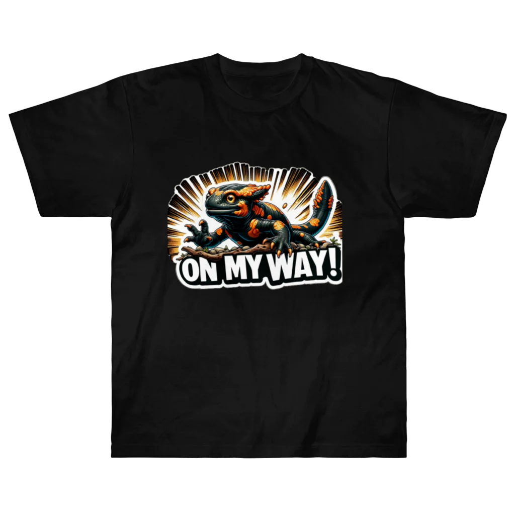 Baby_of_Gorillaのファイヤーサラマンダー”On My Way !” ヘビーウェイトTシャツ