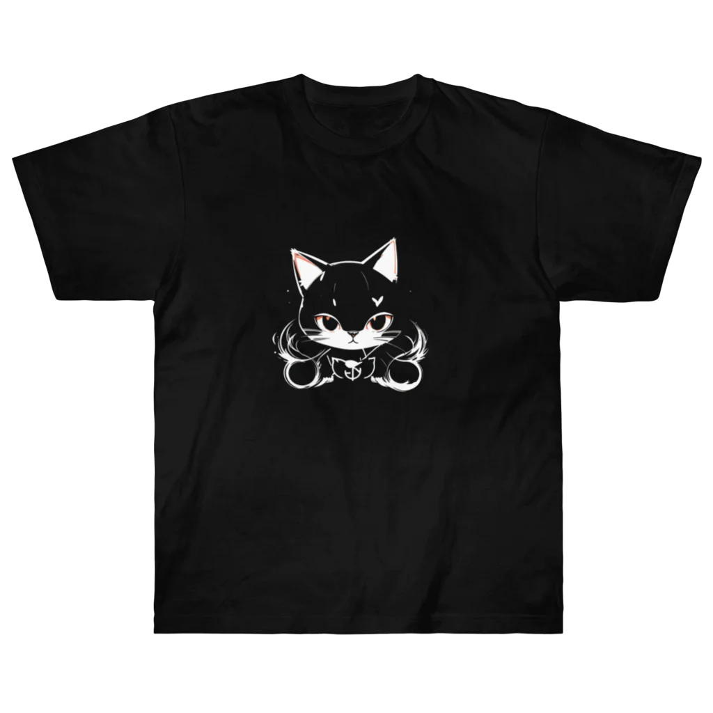 WshopTYの後ろの色に塗られるねこさん ヘビーウェイトTシャツ