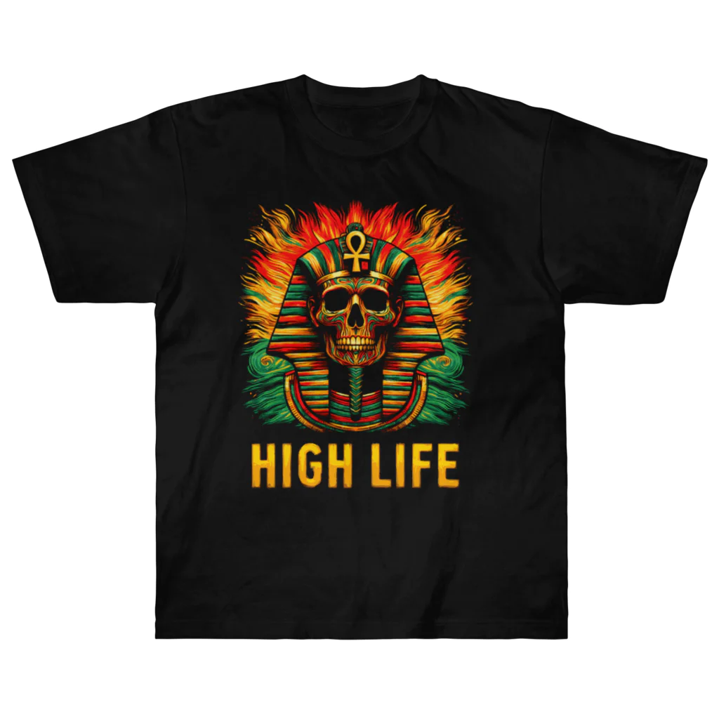 HIGH LIFE designsのHIGH LIFE スカル ツタンカーメン ラスタ ヘビーウェイトTシャツ