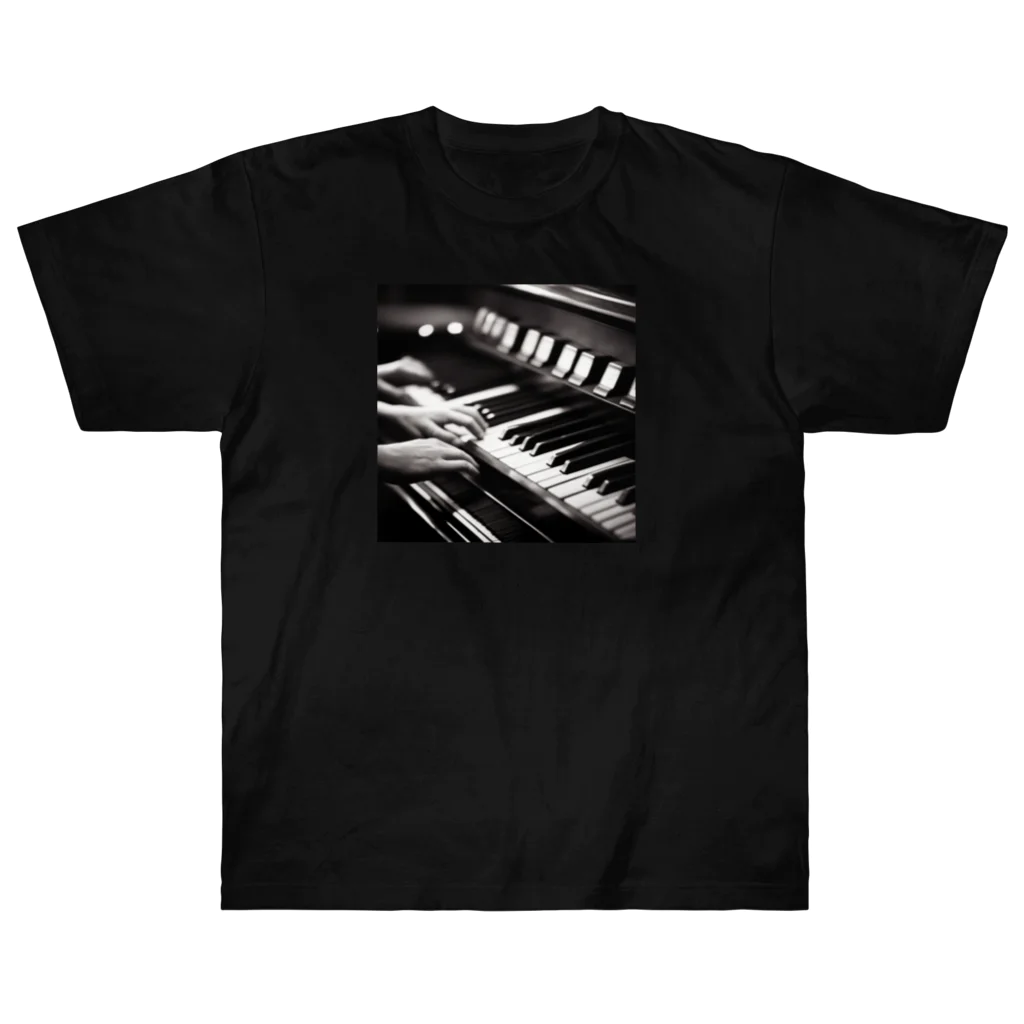 ほっこり絵音舎のビンテージ風ピアノの魔術師 Heavyweight T-Shirt