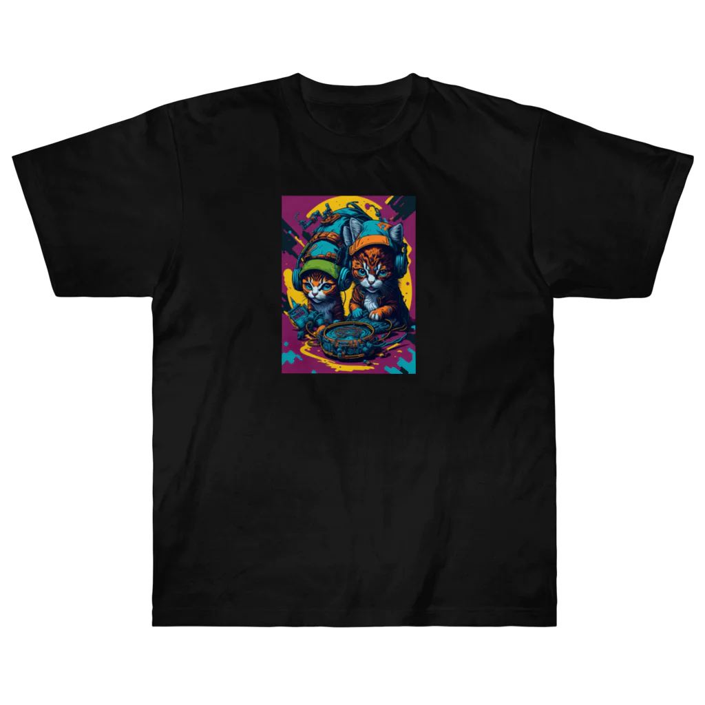 elelelのMusic cat Heavyweight T-Shirt