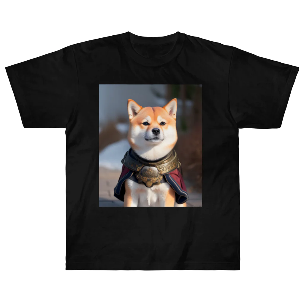 AI×Animalsの侍衣装の柴犬 ヘビーウェイトTシャツ