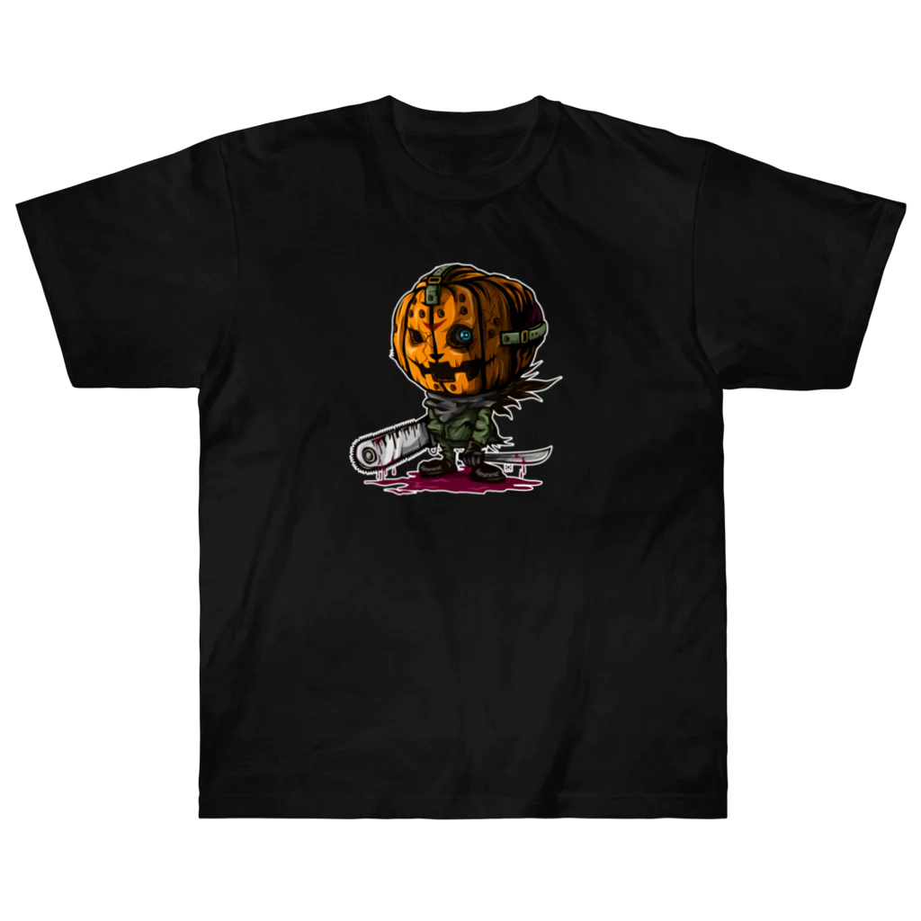 ビューティフルハードコアイラストレーション-DESIGN STOREのホラーパンプキン Heavyweight T-Shirt