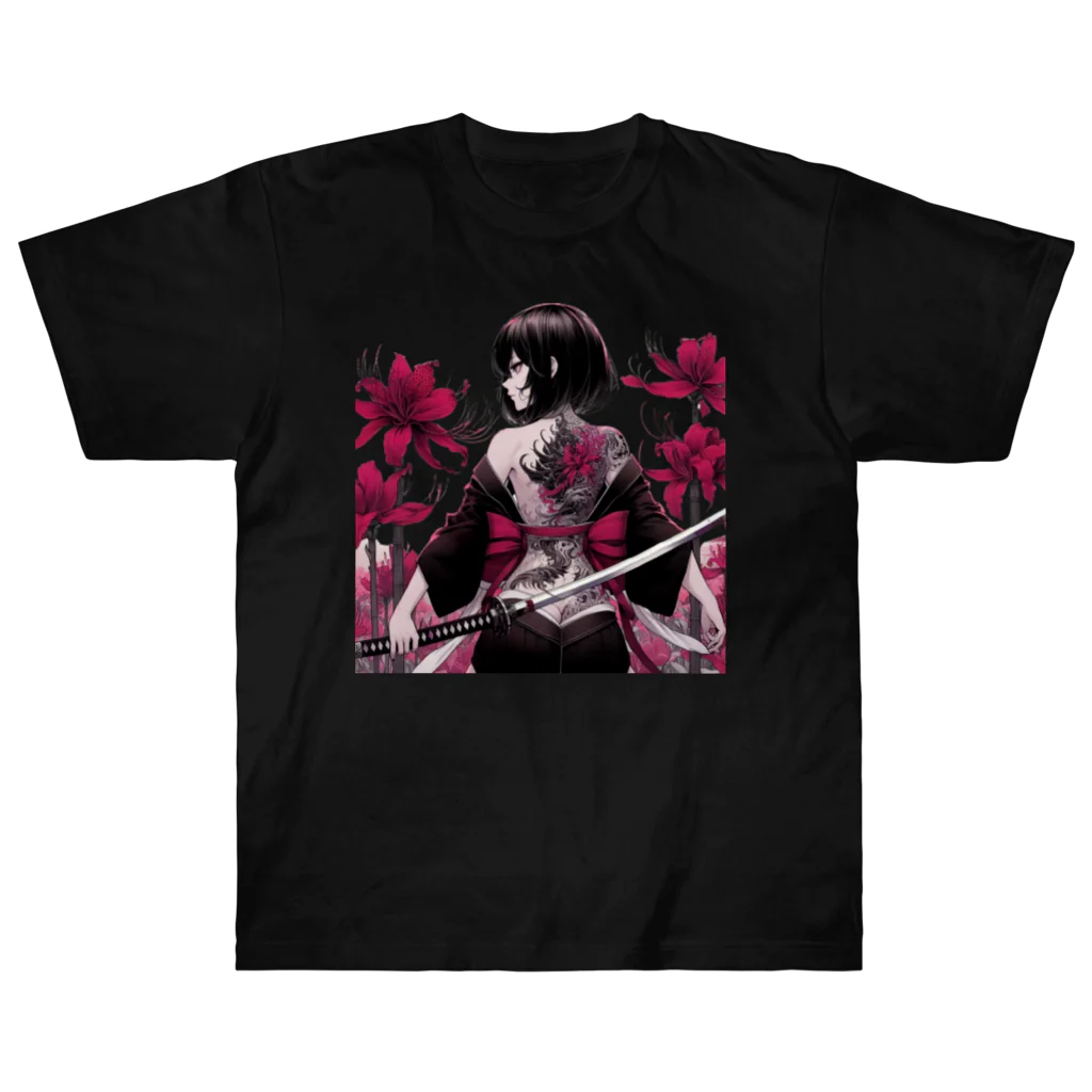 Noir's Cronusの地獄のKatanaGirl ヘビーウェイトTシャツ