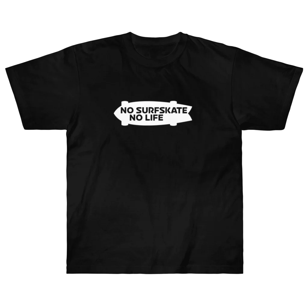 QUQU_WORKSのノーサーフスケートノーライフ サーフスケートシルエットデザイン ホワイト Heavyweight T-Shirt