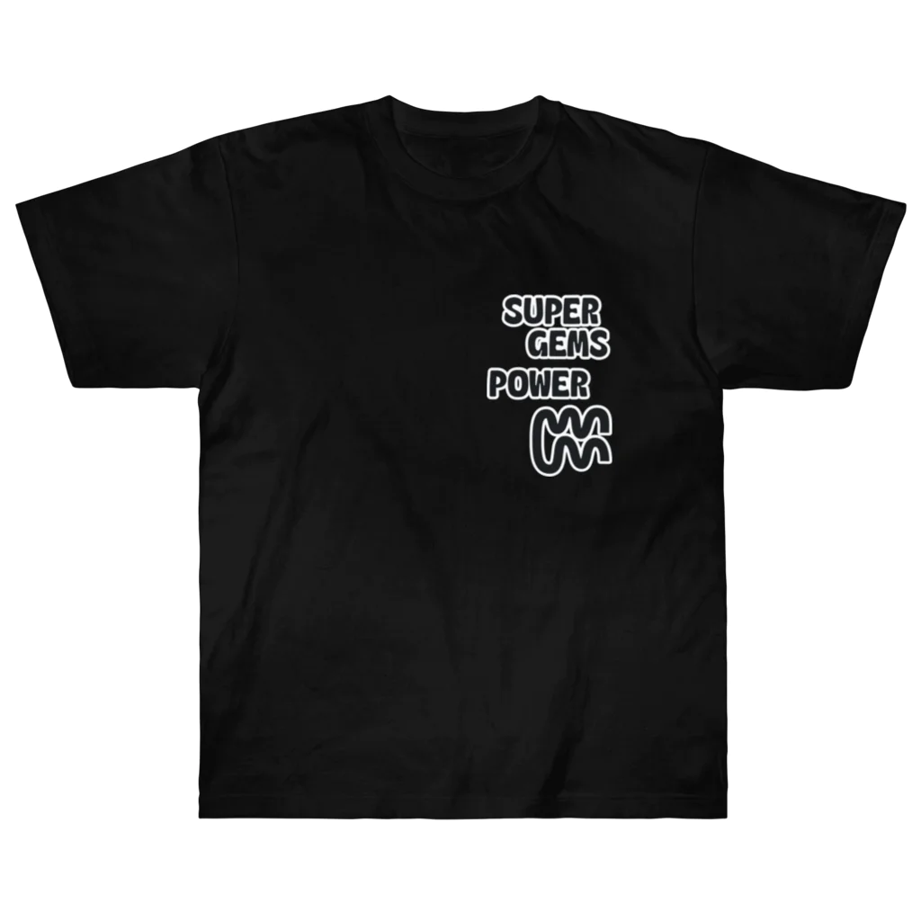 Parallel Imaginary Gift ShopのSUPER GEMS POWER（BLACK） Heavyweight T-Shirt