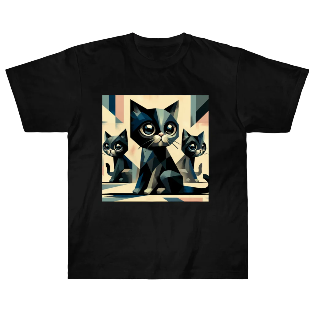 スタイル112の黒猫　キュビズム01 Heavyweight T-Shirt