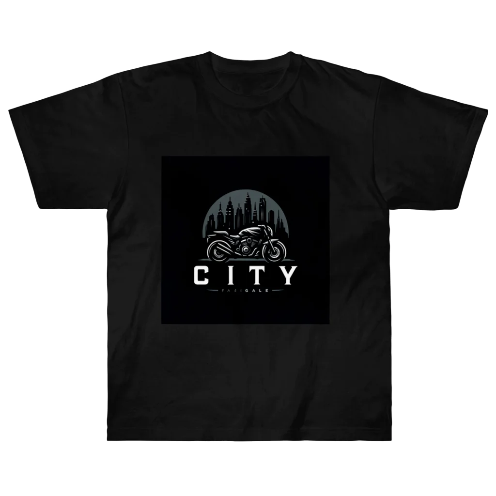 the blue seasonの都市とバイクのダークロゴデザイン ヘビーウェイトTシャツ