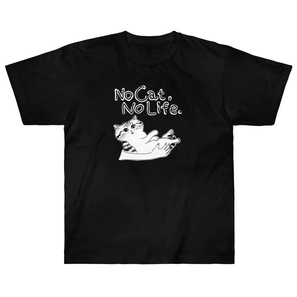 TomoshibiのNo Cat, No Life.  抱っこ猫 ヘビーウェイトTシャツ