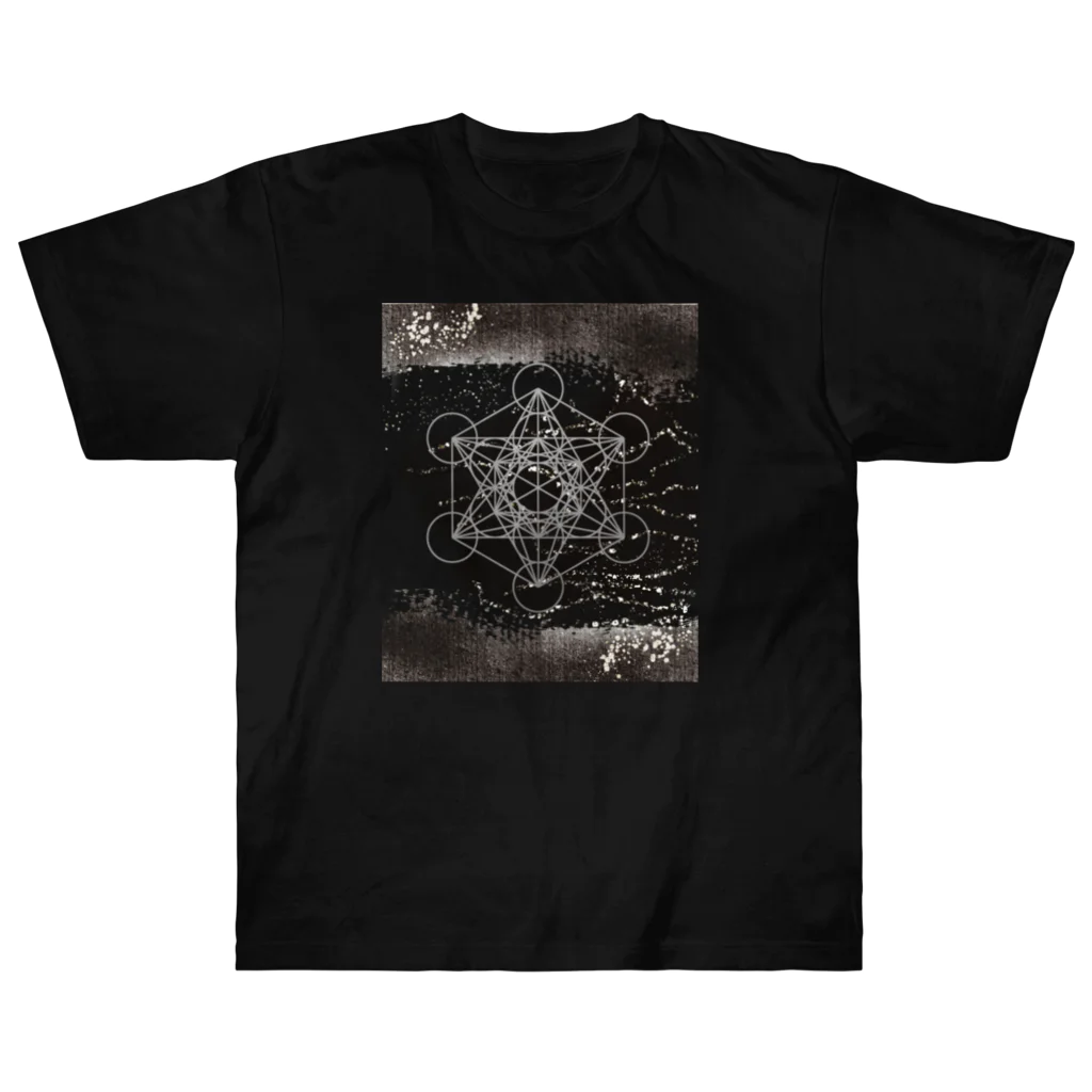 Metatron’s Cube Cosmosのメタトロンキューブ　モノクローム Heavyweight T-Shirt