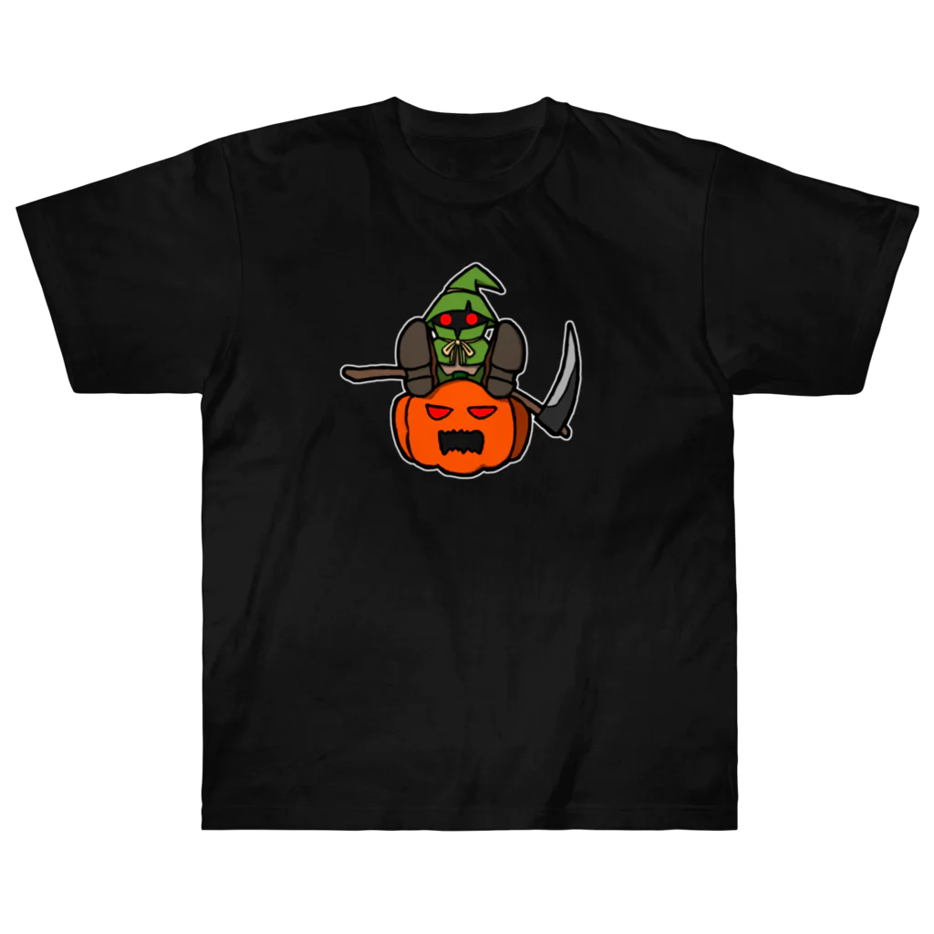 ナチュラルサトシのめへのスケアクロウとジャック・オー・ランタン ヘビーウェイトTシャツ